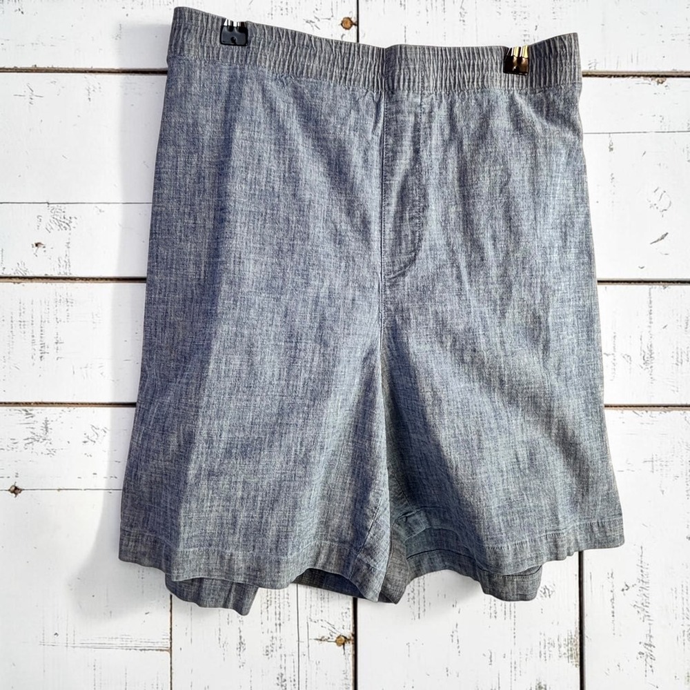 Coastal Casual Chambray Pull On Shorts Lands End 26W Blue Cotton Stretch EUC